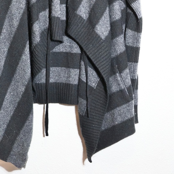 Vince Gray Striped Cashmere Alpaca Wool Open Front Wrap Cardigan SIZE S - Picture 5 of 11